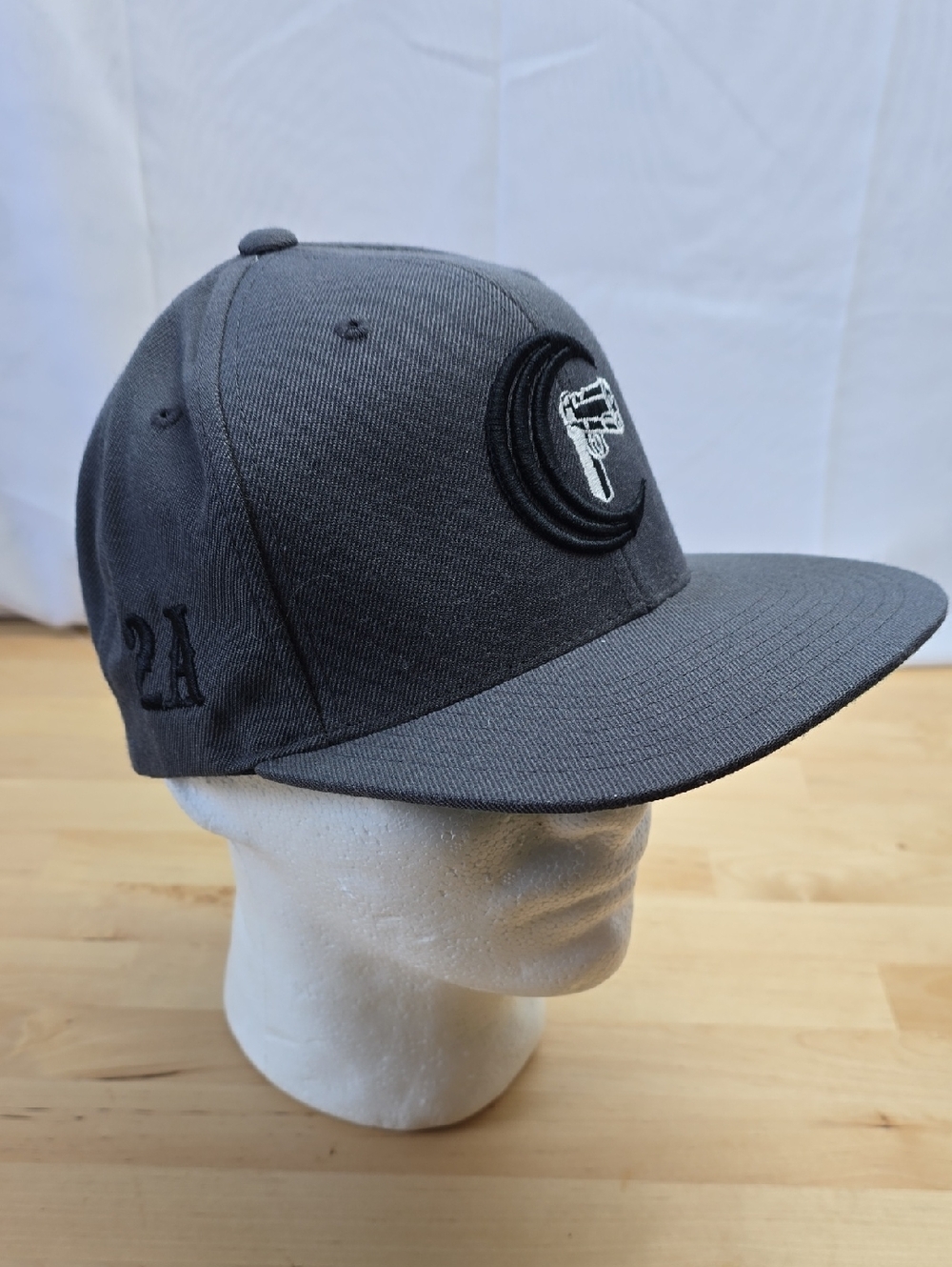 Lids Dark Gray Flat Brim Snap Back Cap with 2A Embroidered Logos & American Flag